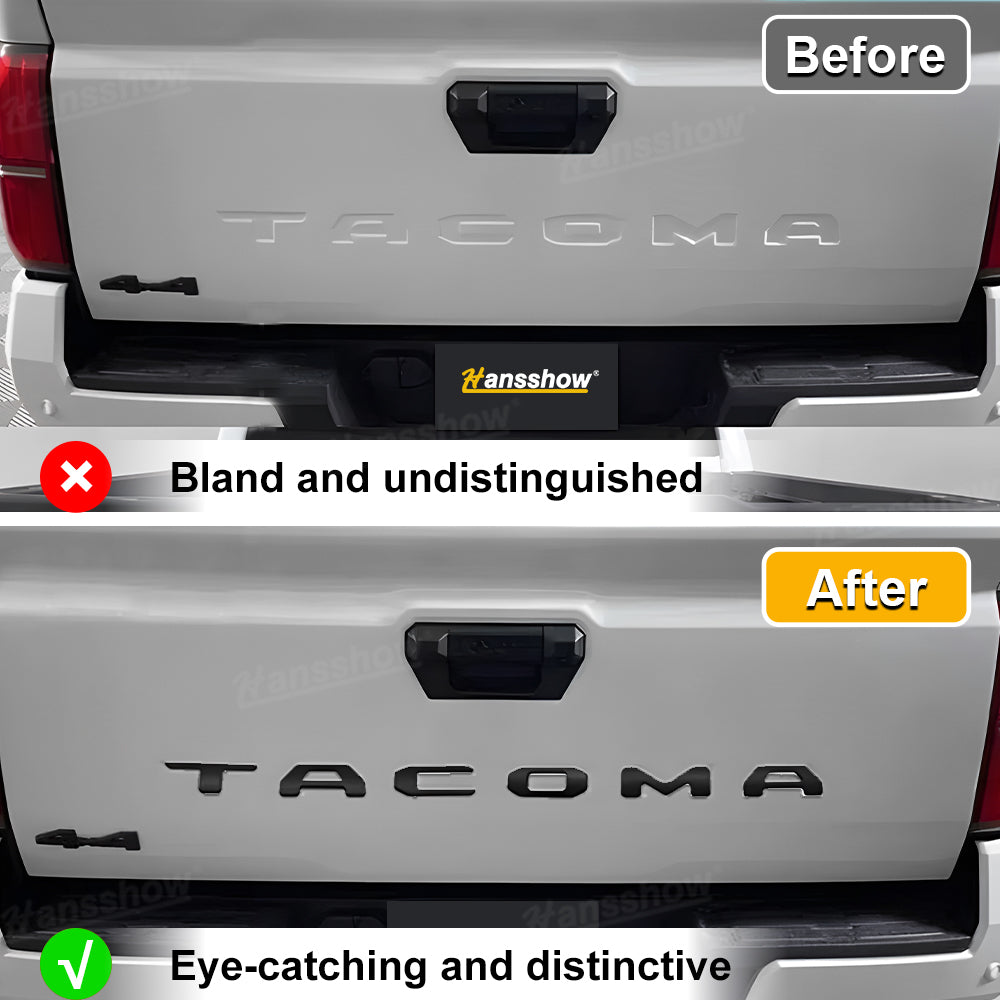 Tacoma Tailgate Letters ABS Tailgate Insert Matte Black/Carbon Fiber Texture Rear Emblem for Toyota