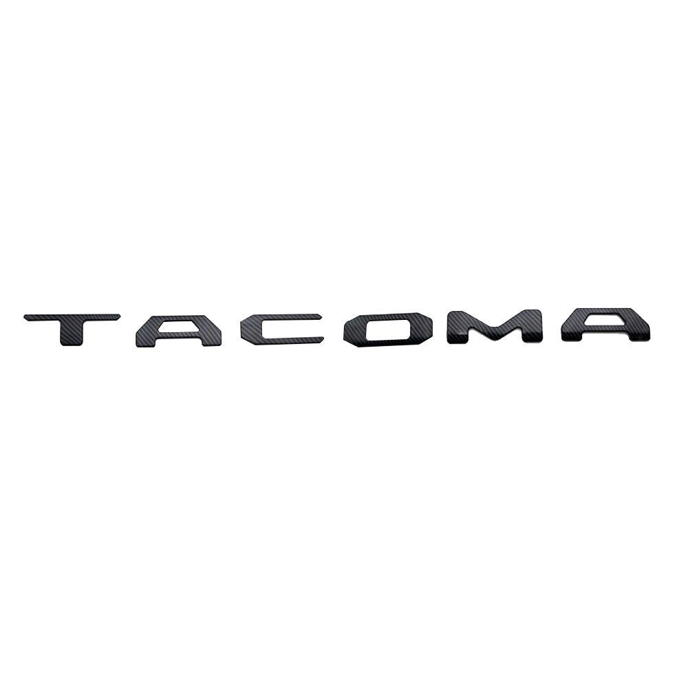 Tacoma Tailgate Letters ABS Tailgate Insert Matte Black/Carbon Fiber Texture Rear Emblem for Toyota