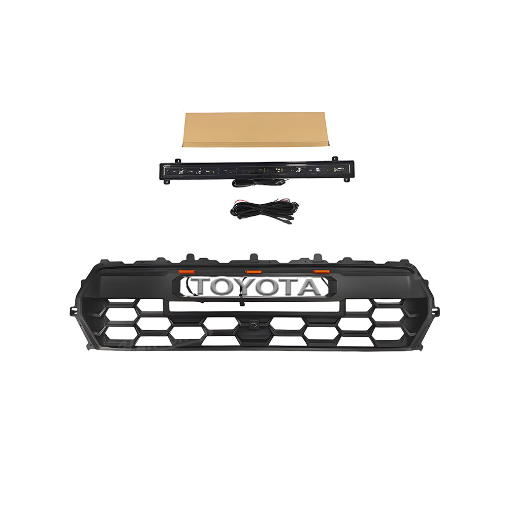 Tacoma Front Bumper Grille With LED & Light Bar Racing Grills With TRD PRO Style Upgrade for Toyota