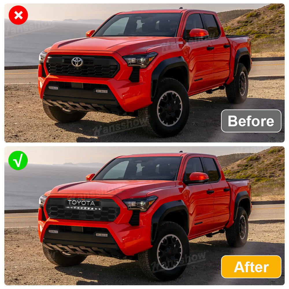 Tacoma Front Bumper Grille With LED & Light Bar Racing Grills With TRD PRO Style Upgrade for Toyota