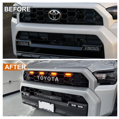 4Runner TRD-Style Front Bumper Grille with Amber Light & LED Light Bar for Toyota