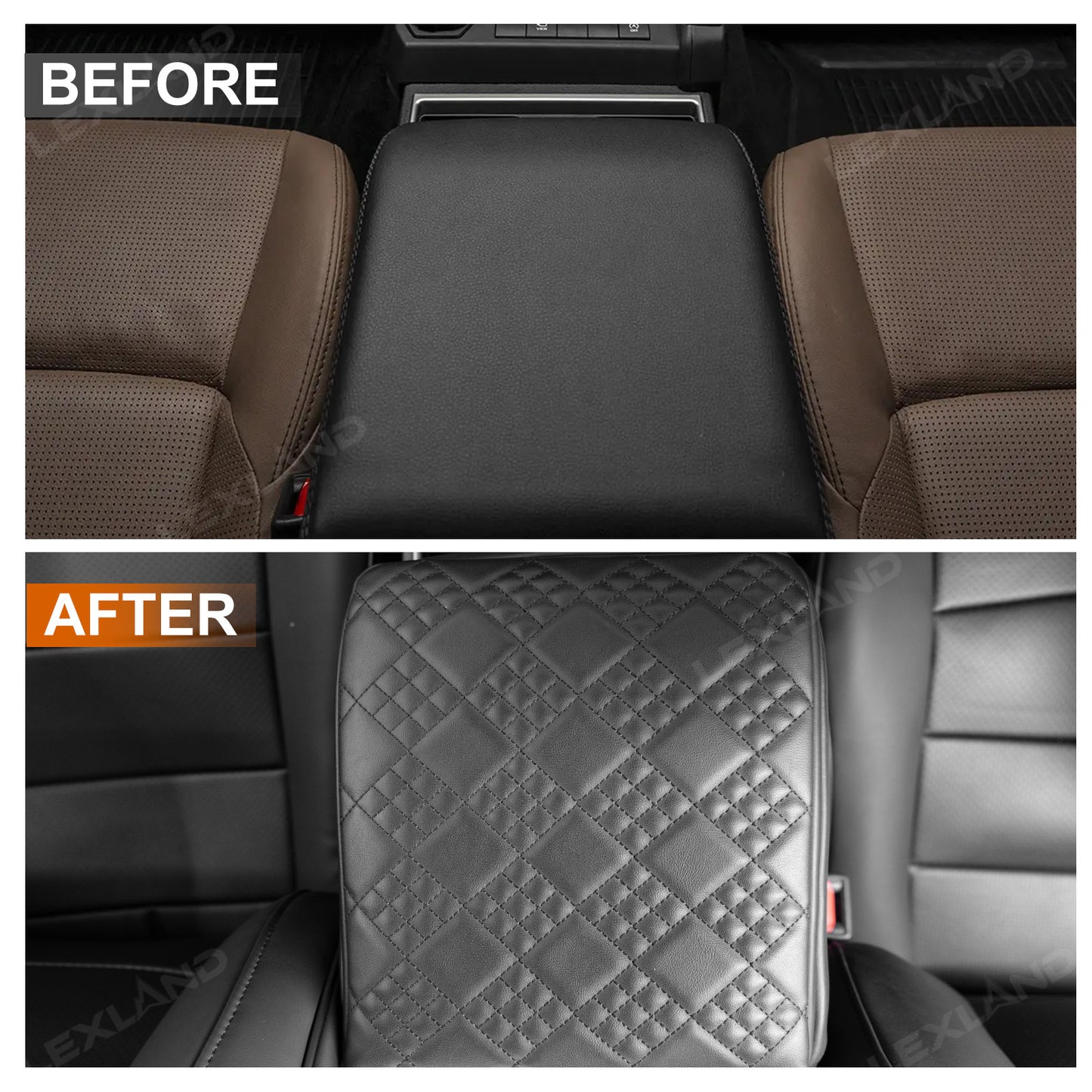 4Runner Center Console Cover Diamond-Quilted Leather Armrest Cover Interior Trim Protector