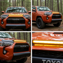 4Runner Hood Protector with Amber LED Light Matte Black Hood Shield Deflector for Toyota