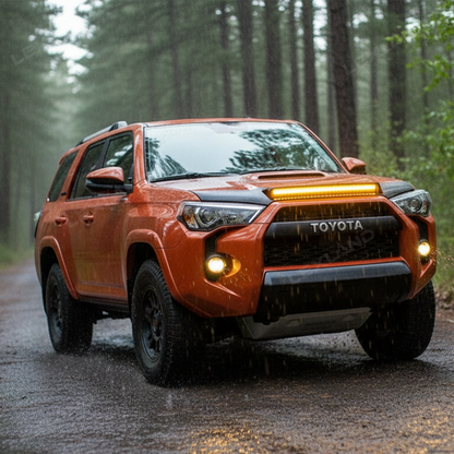 4Runner Hood Protector with Amber LED Light Matte Black Hood Shield Deflector for Toyota