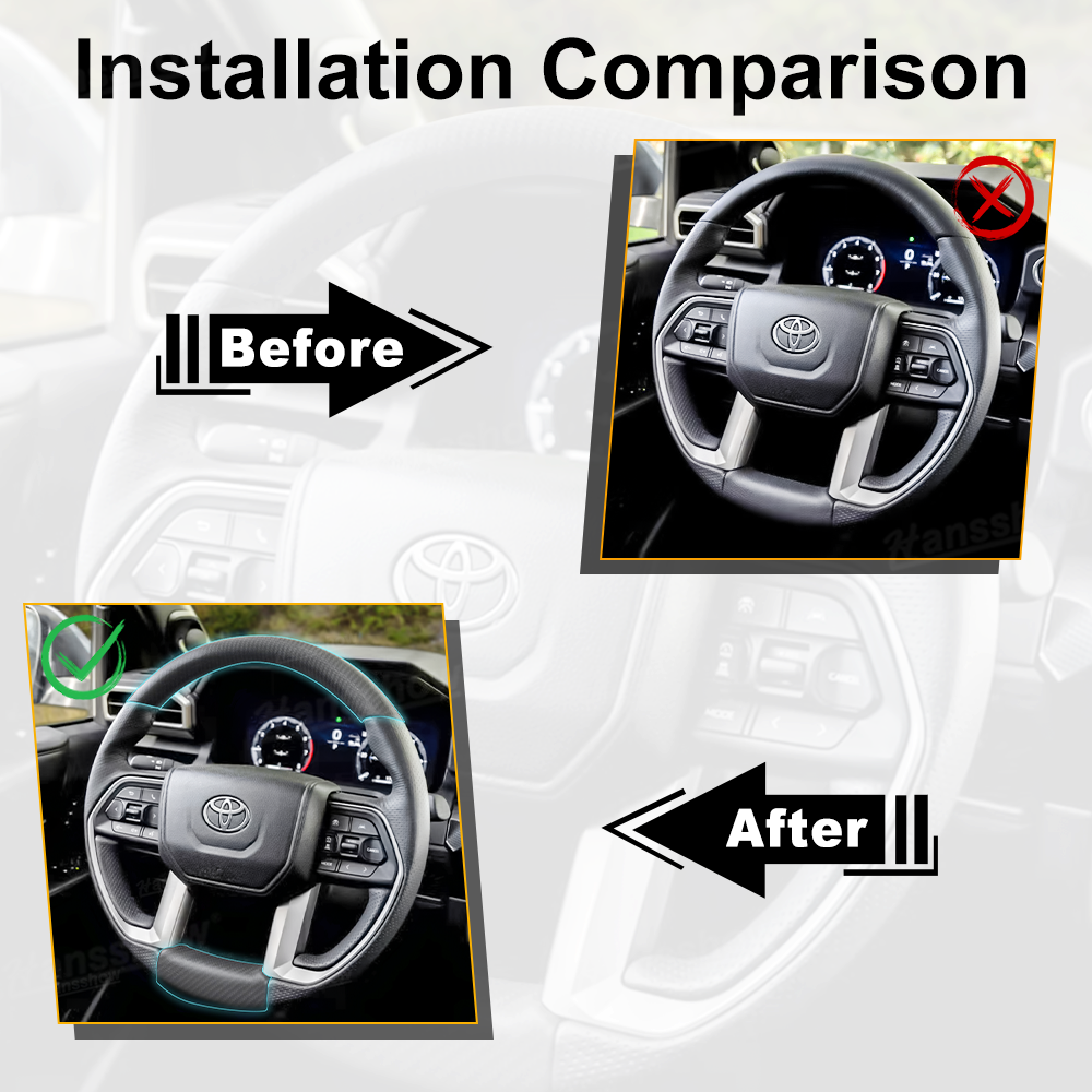 4Runner Real Carbon Fiber Steering Wheel Cover Upper Lower Overlays Trims