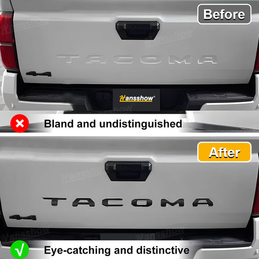 Tacoma Tailgate Letters ABS Tailgate Insert Matte Black/Carbon Fiber Texture Rear Emblem for Toyota