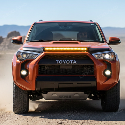 4Runner Hood Protector with Amber LED Light Matte Black Hood Shield Deflector for Toyota