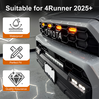 4Runner TRD-Style Front Bumper Grille with Amber Light & LED Light Bar for Toyota