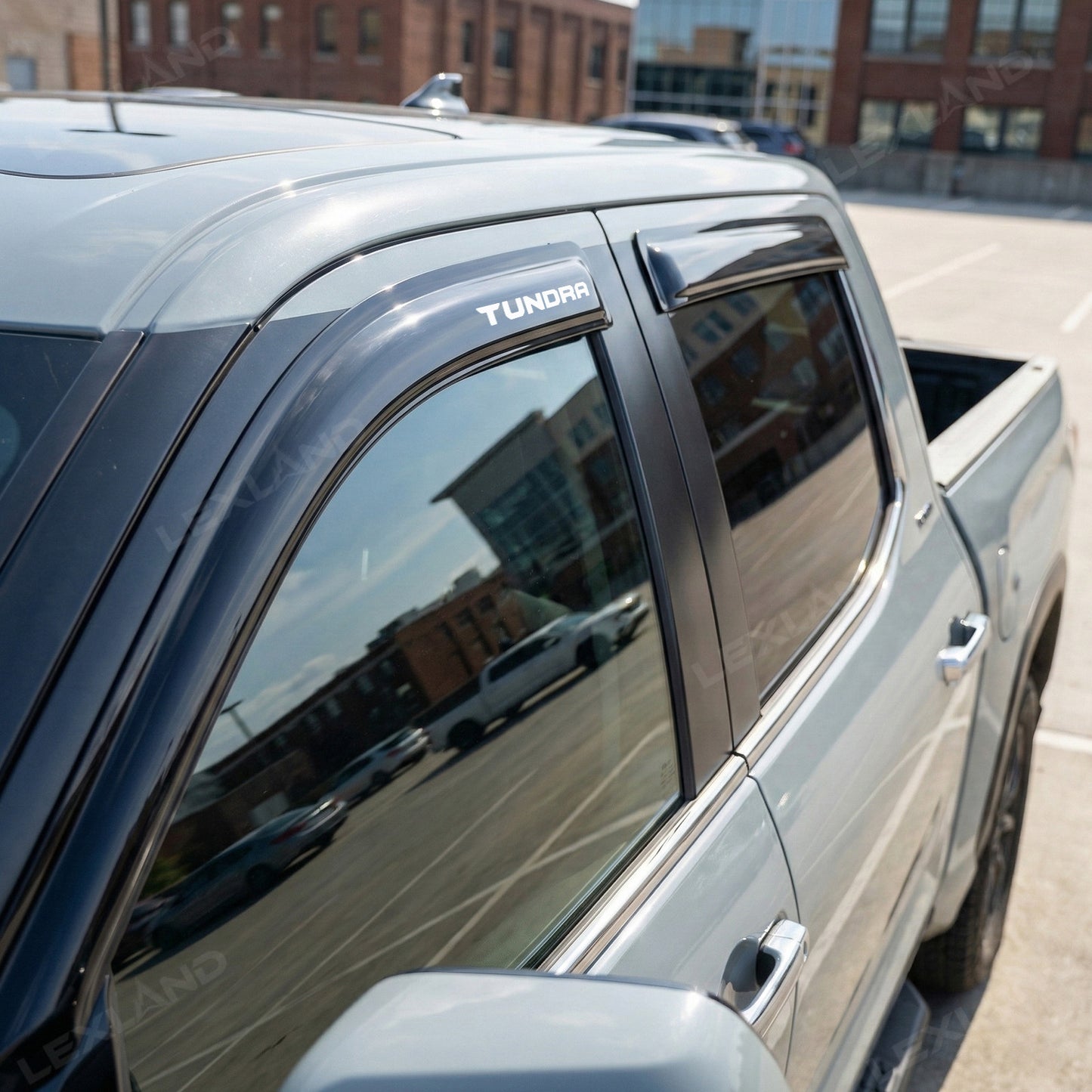 Tundra Window Visor Deflectors with TUNDRA Letter Style Tape-On Rain Guards Sun Shield