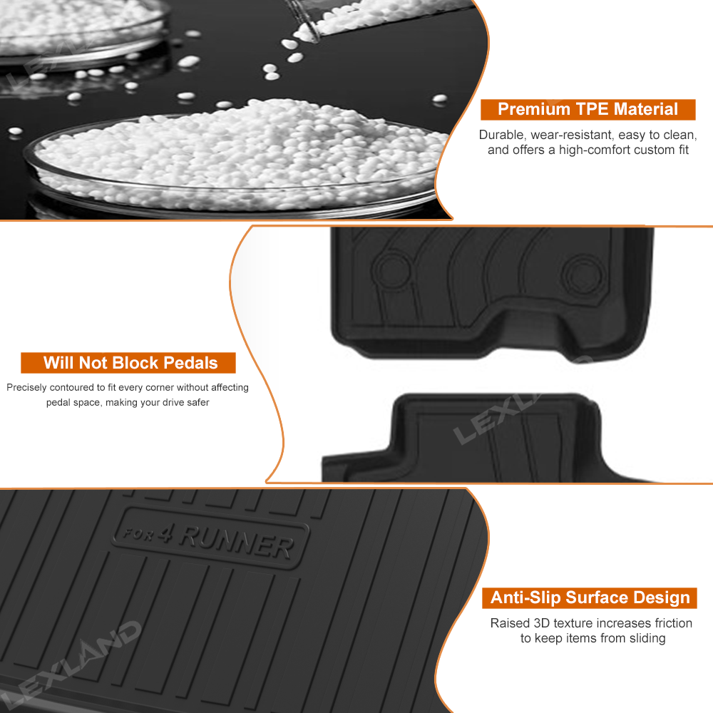 4Runner Cargo Mat & Seat Back Protector Set TPE All-Weather Trunk Mat for Toyota
