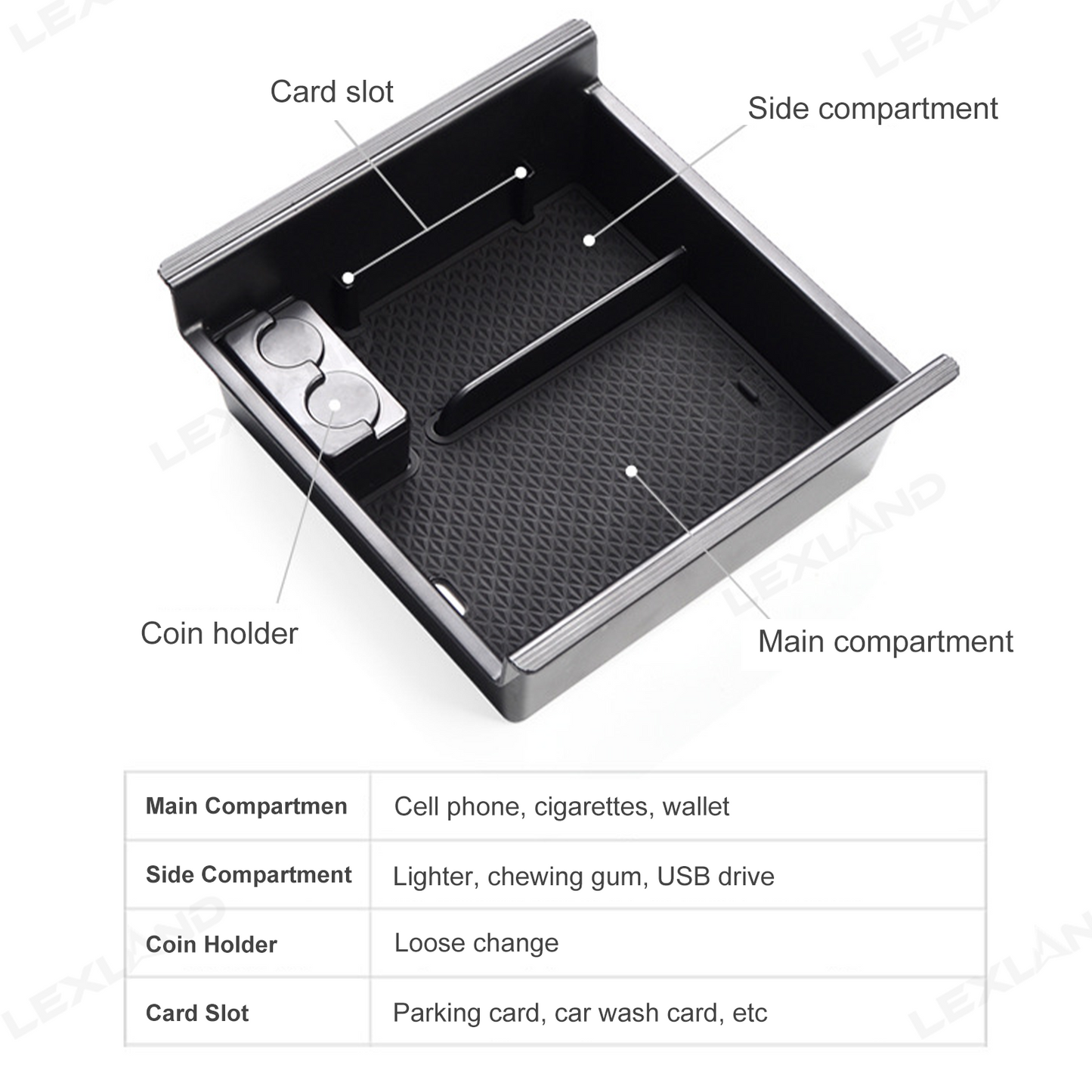 4Runner Center Console Organizer Tray Armrest Storage Box For Toyota