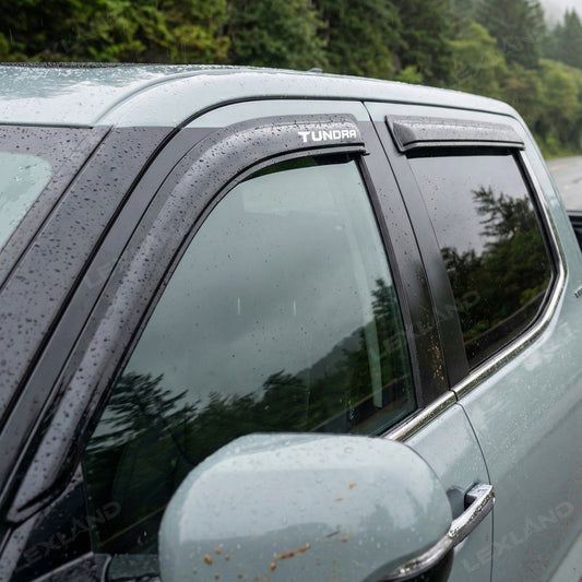 Tundra Window Visor Deflectors with TUNDRA Letter Style Tape-On Rain Guards Sun Shield