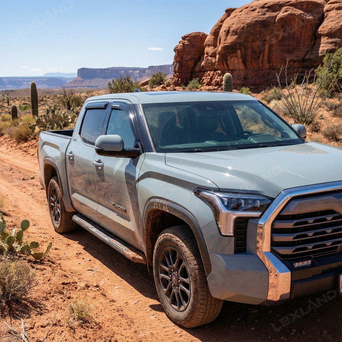 Tundra Window Visor Deflectors with TUNDRA Letter Style Tape-On Rain Guards Sun Shield