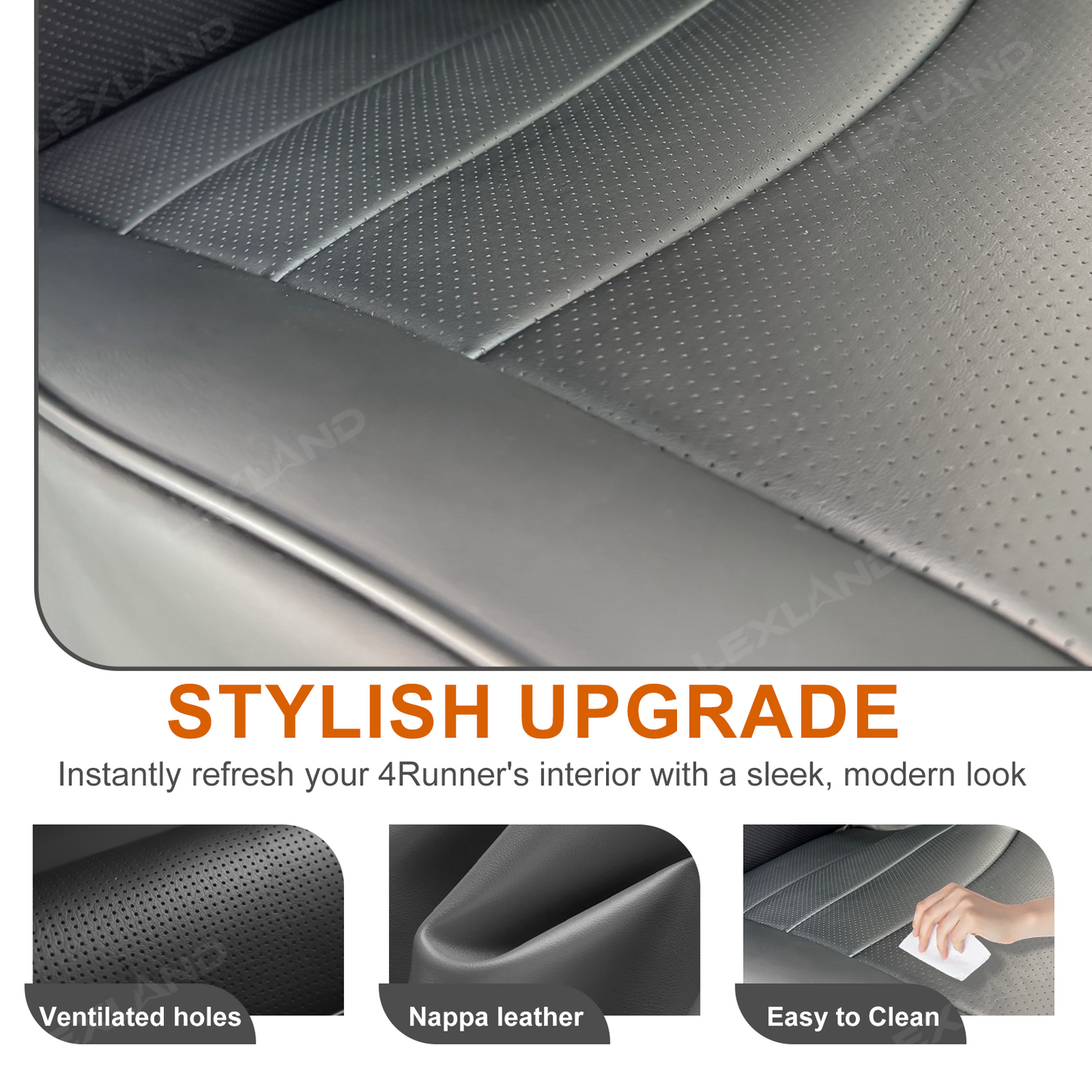 4Runner Seat Covers Nappa Leather Full Coverage Seat Protector for Toyota