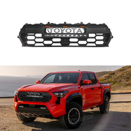 Tacoma Front Bumper Grille With LED & Light Bar Racing Grills With TRD PRO Style Upgrade for Toyota