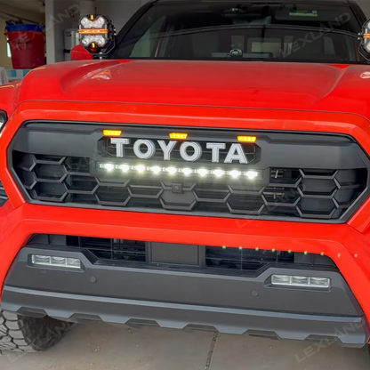 Tacoma Front Bumper Grille With LED & Light Bar Racing Grills With TRD PRO Style Upgrade for Toyota