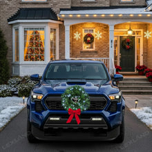 LED Christmas Wreath with Red Bow Car Front Grille Wreath Exterior Decoration for Toyota