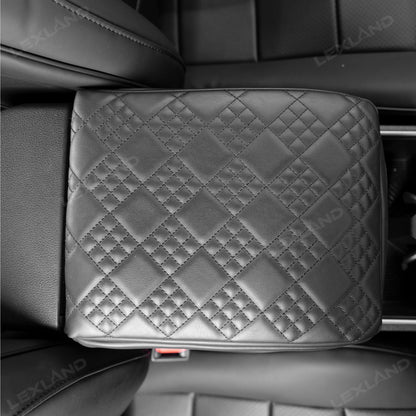 4Runner Center Console Cover Diamond-Quilted Leather Armrest Cover Interior Trim Protector