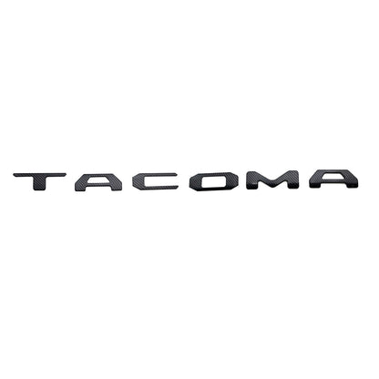 Tacoma Tailgate Letters ABS Tailgate Insert Matte Black/Carbon Fiber Texture Rear Emblem for Toyota