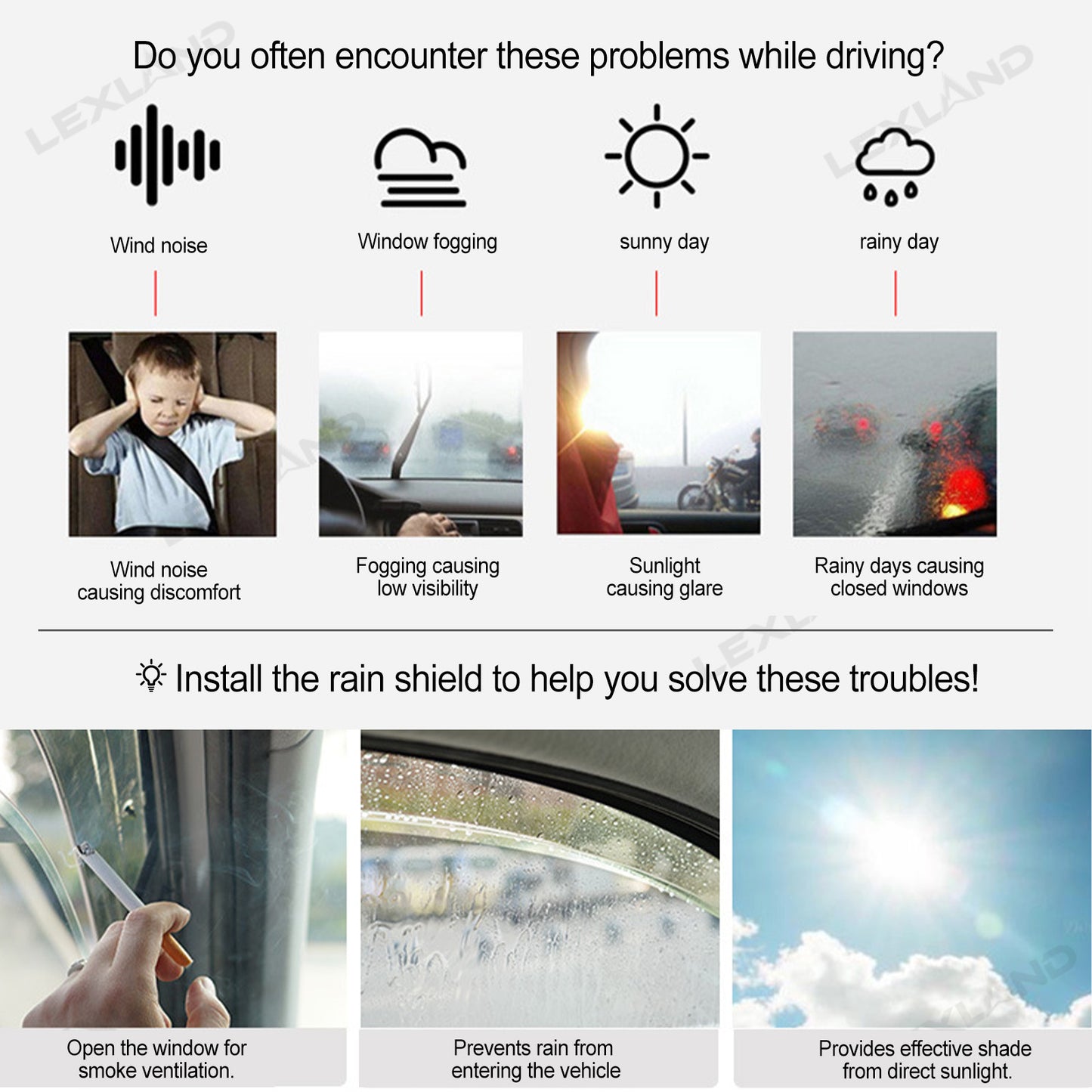 Tundra Window Visor Deflectors with TUNDRA Letter Style Tape-On Rain Guards Sun Shield