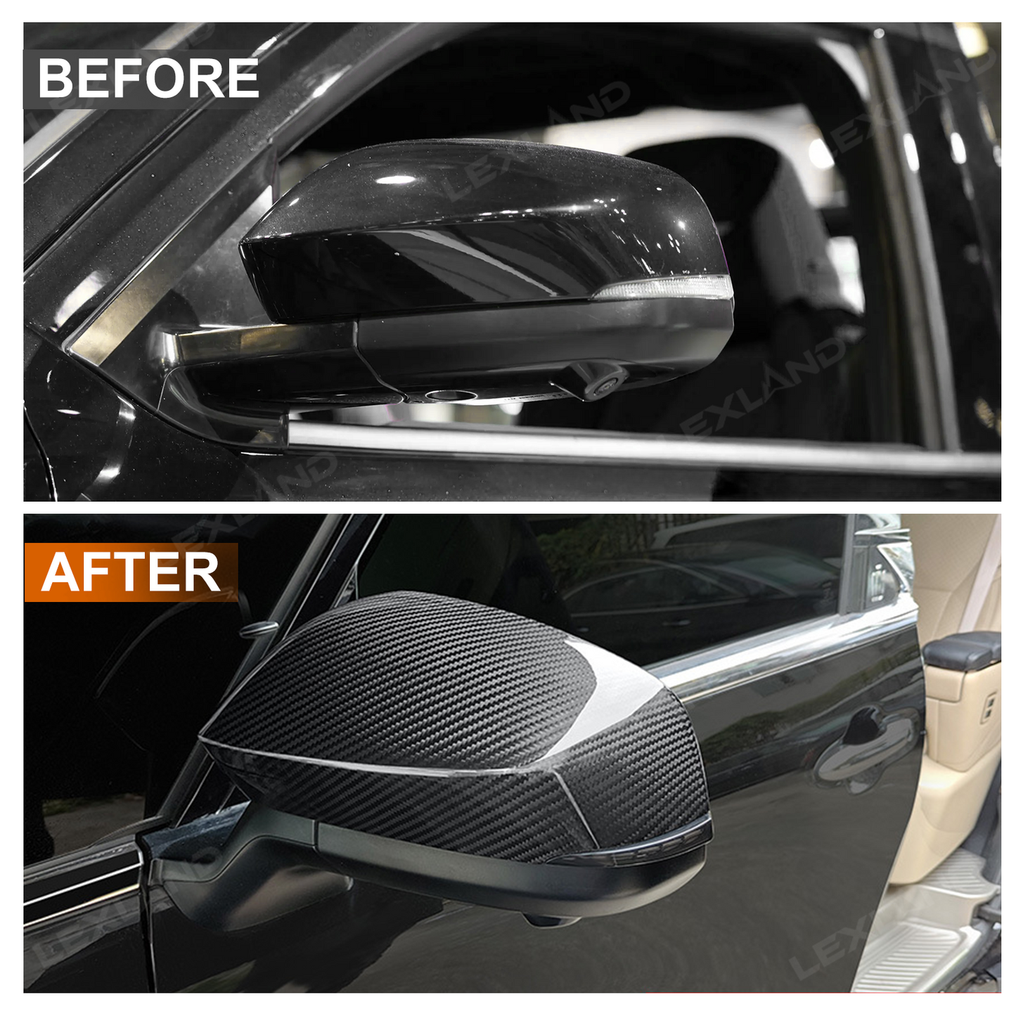 Tacoma Real Carbon Fiber Side Mirror Rearview Covers Mirror Caps Protection Cover for Toyota