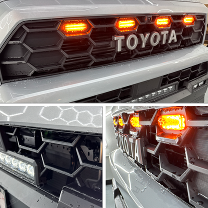 4Runner TRD-Style Front Bumper Grille with Amber Light & LED Light Bar for Toyota