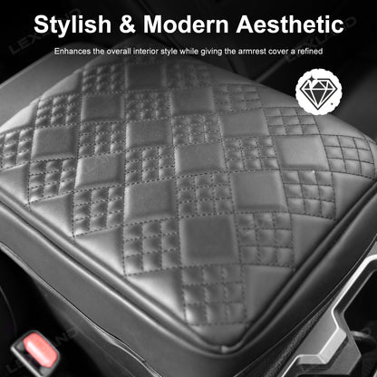4Runner Center Console Cover Diamond-Quilted Leather Armrest Cover Interior Trim Protector