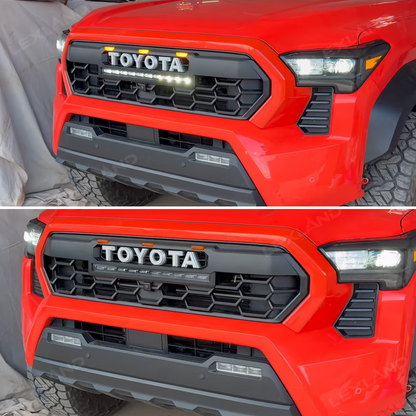 Tacoma Front Bumper Grille With LED & Light Bar Racing Grills With TRD PRO Style Upgrade for Toyota