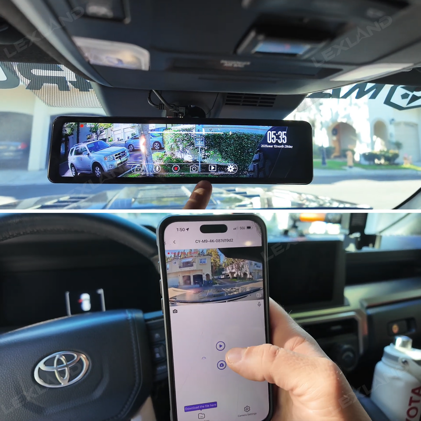 4Runner Media Rearview Mirror 12 Inch Dash Cam for Toyota