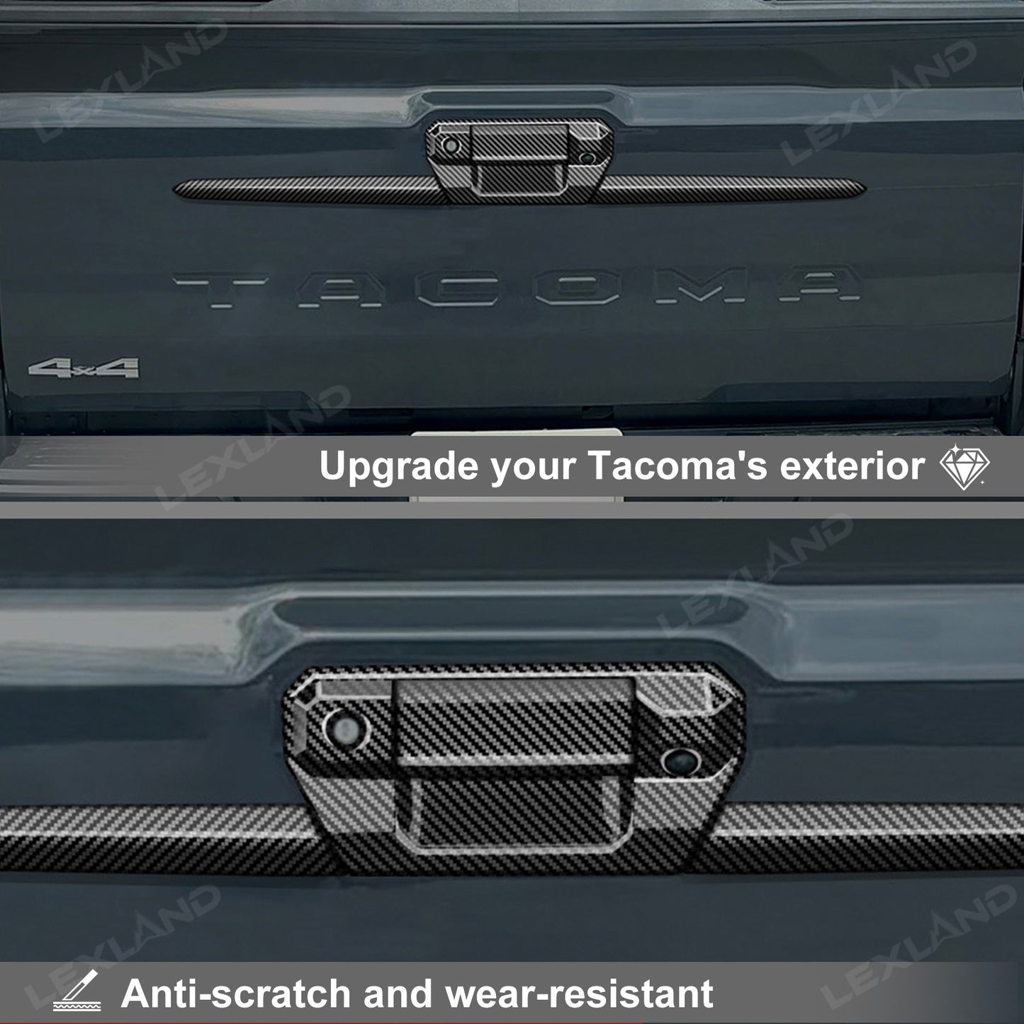 Tacoma Tailgate Handle Cover ABS Carbon Fiber Style Trim Protector Overlay for Toyota