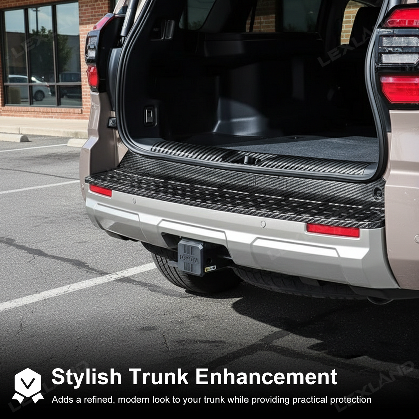 4Runner Rear Bumper Guard Plate Cover ABS Glossy Carbon Fiber Style Rear Sill Guard Board Protector