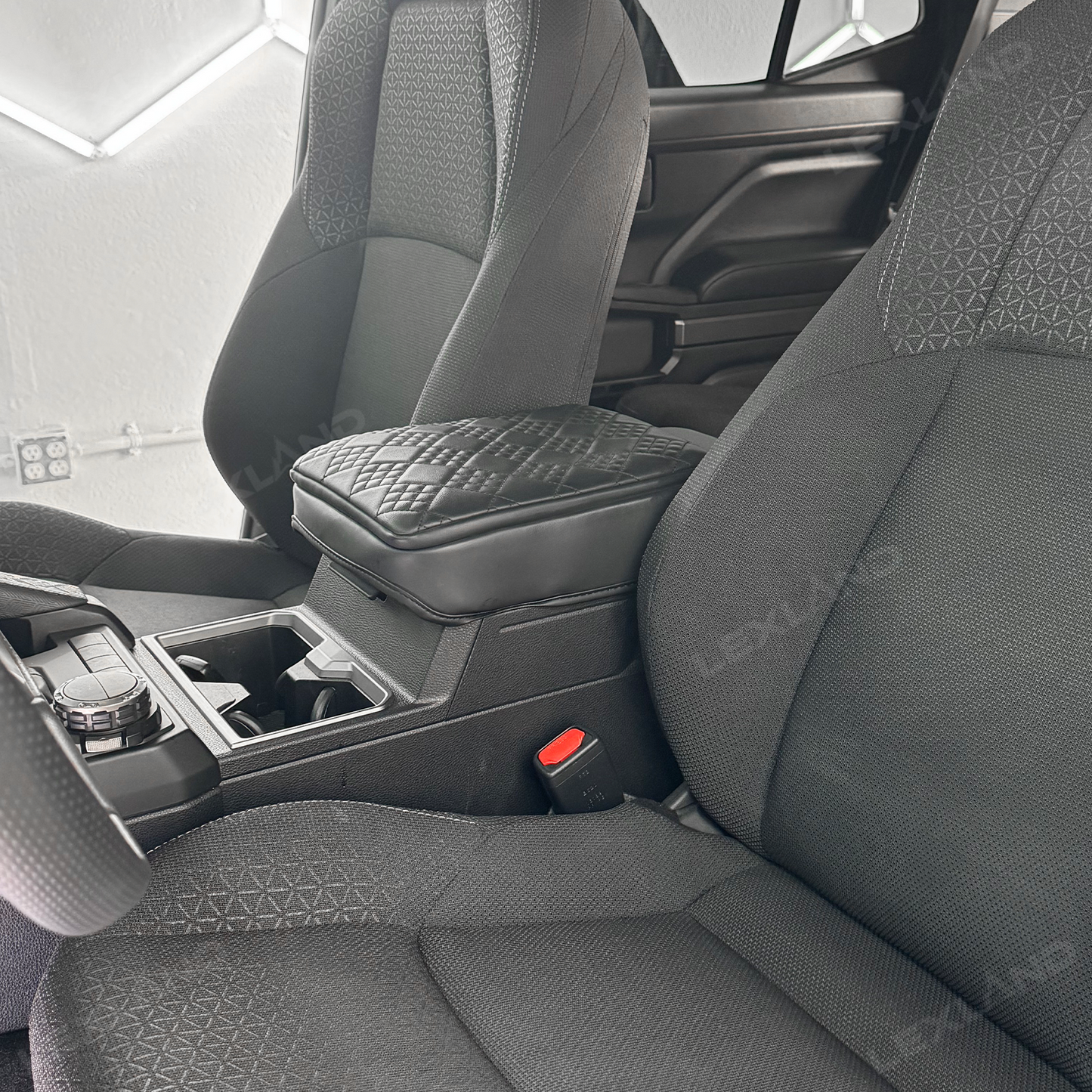 4Runner Center Console Cover Diamond-Quilted Leather Armrest Cover Interior Trim Protector