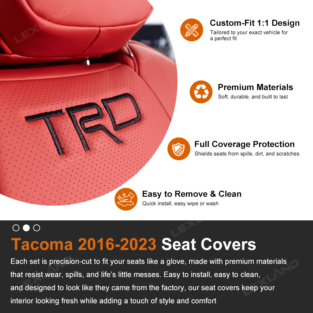 Tacoma 3rd Gen Seat Covers Embossed Seat Protectors with TRD Logo for Toyota