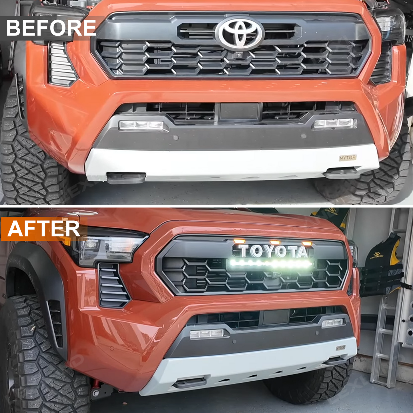 Tacoma Front Bumper Grille With LED & Light Bar Racing Grills With TRD PRO Style Upgrade for Toyota