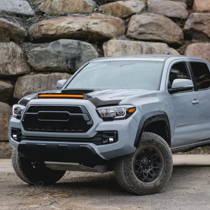 Tacoma Hood Protector with LED Light Matte Black Hood Deflector for Toyota