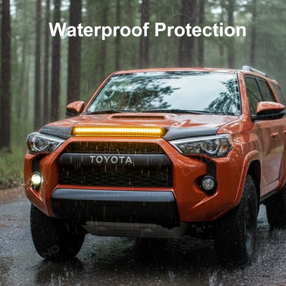 4Runner Hood Protector with Amber LED Light Matte Black Hood Shield Deflector for Toyota