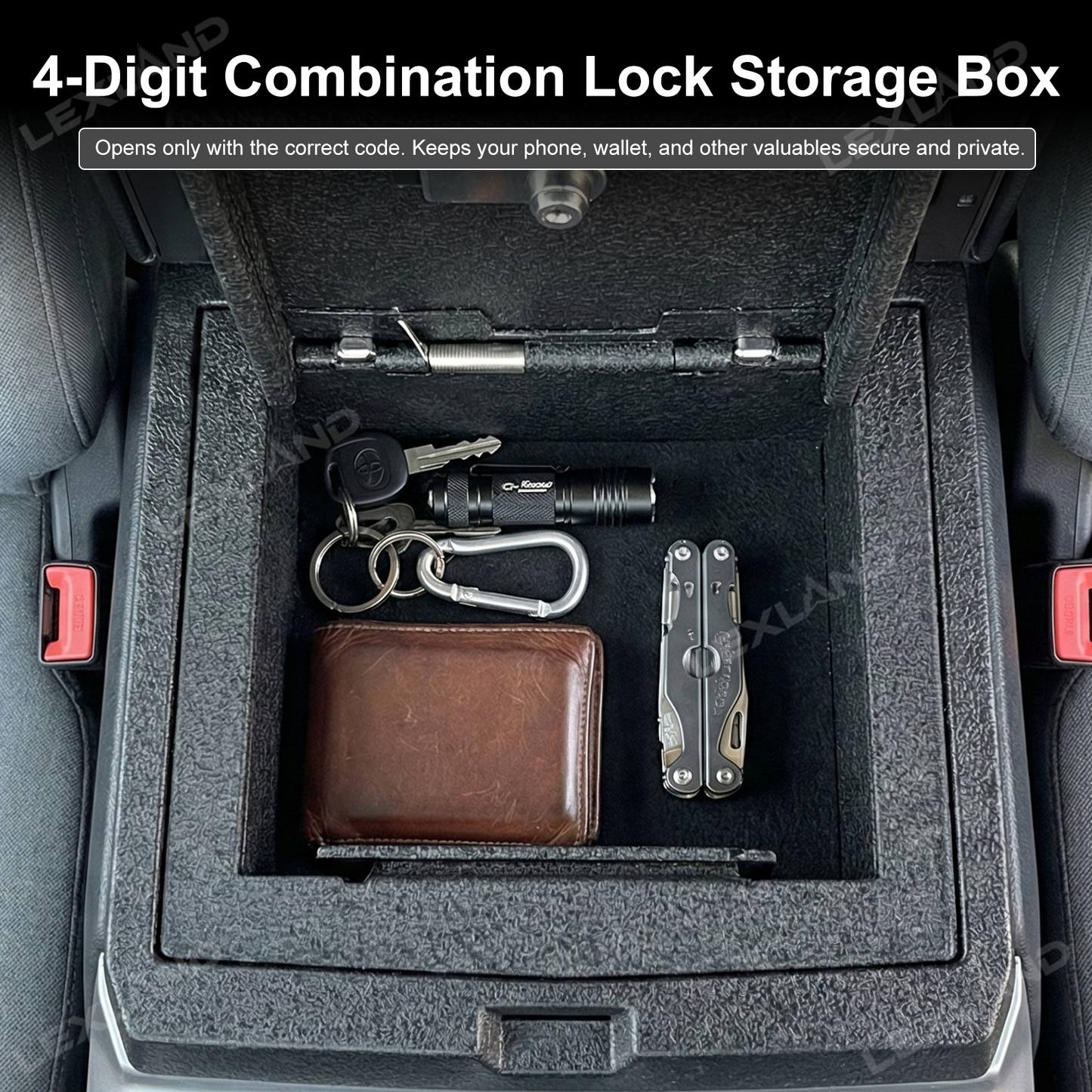 Tacoma Center Console Safe Storage Box Anti-Theft Lock Box Organizer for Toyota