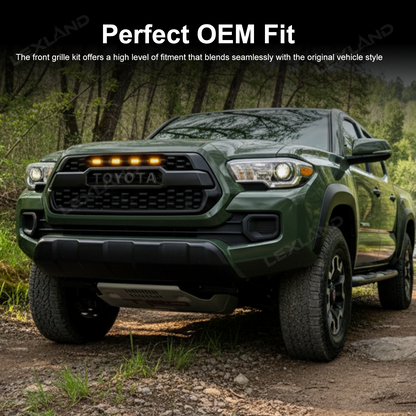 Tacoma Front Grille with Amber Lights Front Bumper Grille Replacement Kit for Toyota