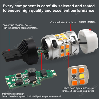 Tacoma Front DRL Turn Signal Parking Light 7443 LED Bulb Replacement Kit