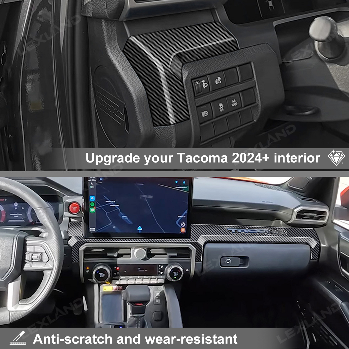 Tacoma Dashboard Cover Center Console Dash Trim Strip Interior Cover for Toyota