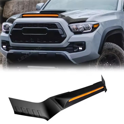 Tacoma Hood Protector with LED Light Matte Black Hood Deflector for Toyota