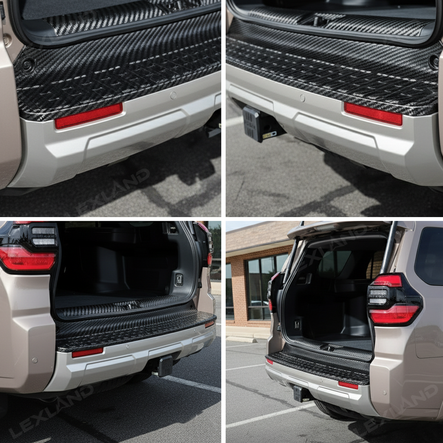 4Runner Rear Bumper Guard Plate Cover ABS Glossy Carbon Fiber Style Rear Sill Guard Board Protector