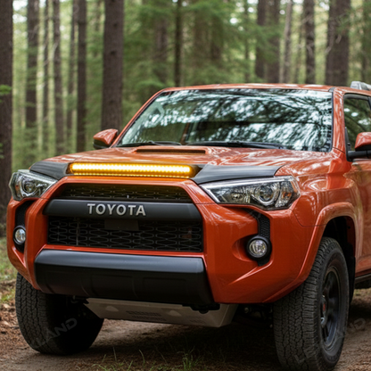 4Runner Hood Protector with Amber LED Light Matte Black Hood Shield Deflector for Toyota