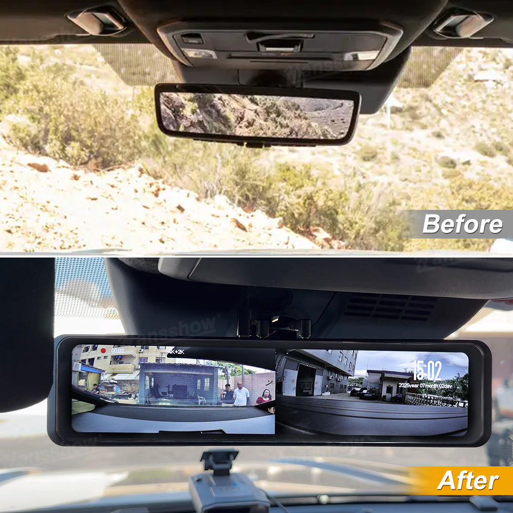 4Runner Media Rearview Mirror 12 Inch Dash Cam for Toyota