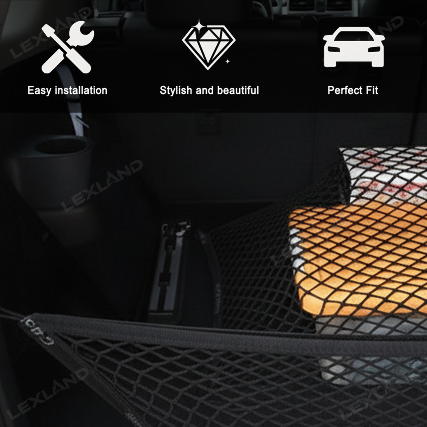 4Runner Elastic Trunk Net Trunk Mesh Cargo Organizer Luggage Net for Toyota