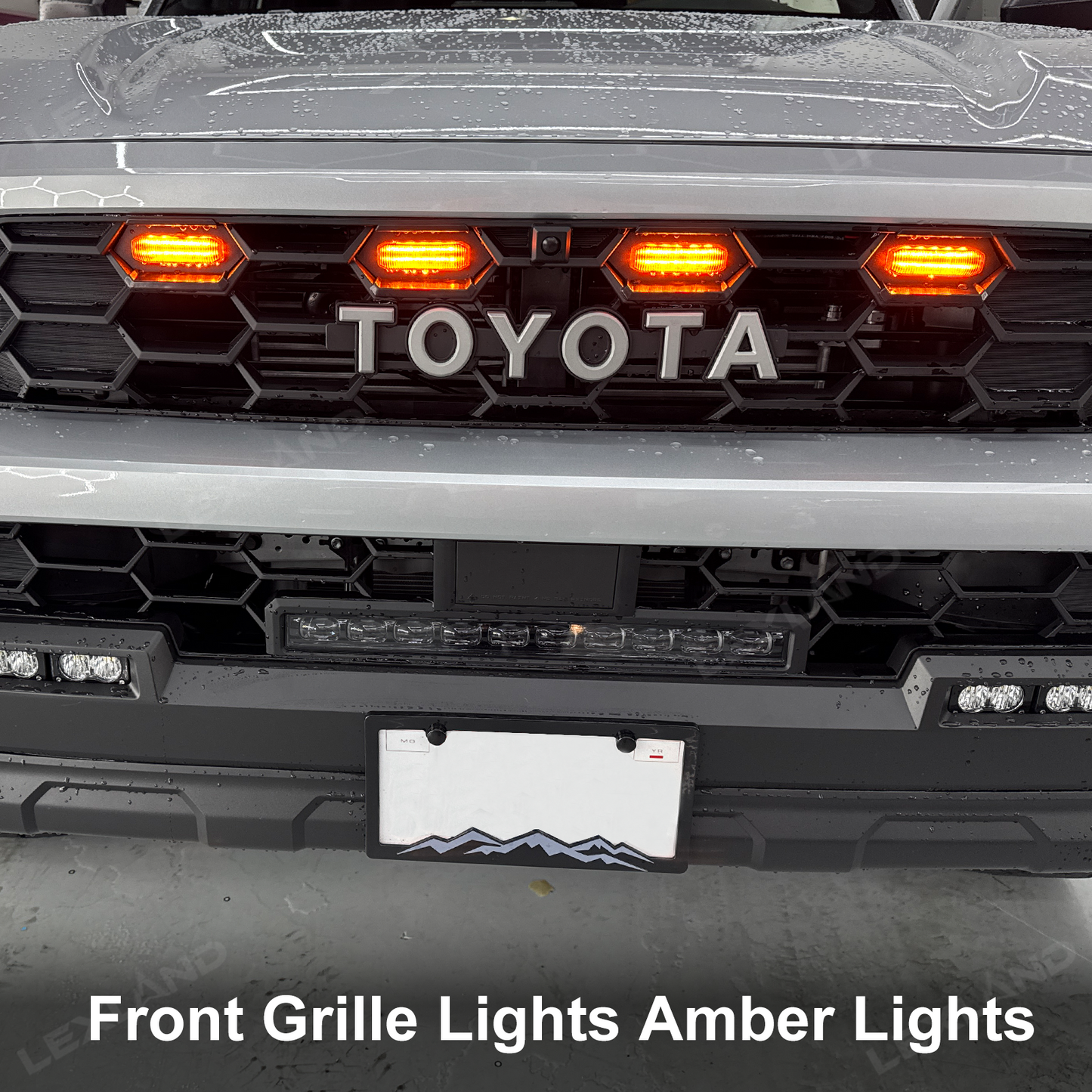 4Runner TRD-Style Front Bumper Grille with Amber Light & LED Light Bar for Toyota