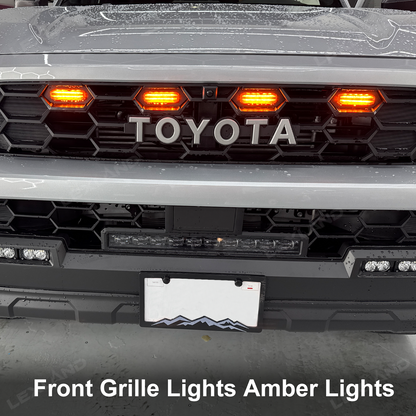 4Runner TRD-Style Front Bumper Grille with Amber Light & LED Light Bar for Toyota