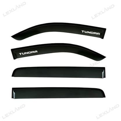 Tundra Window Visor Deflectors with TUNDRA Letter Style Tape-On Rain Guards Sun Shield