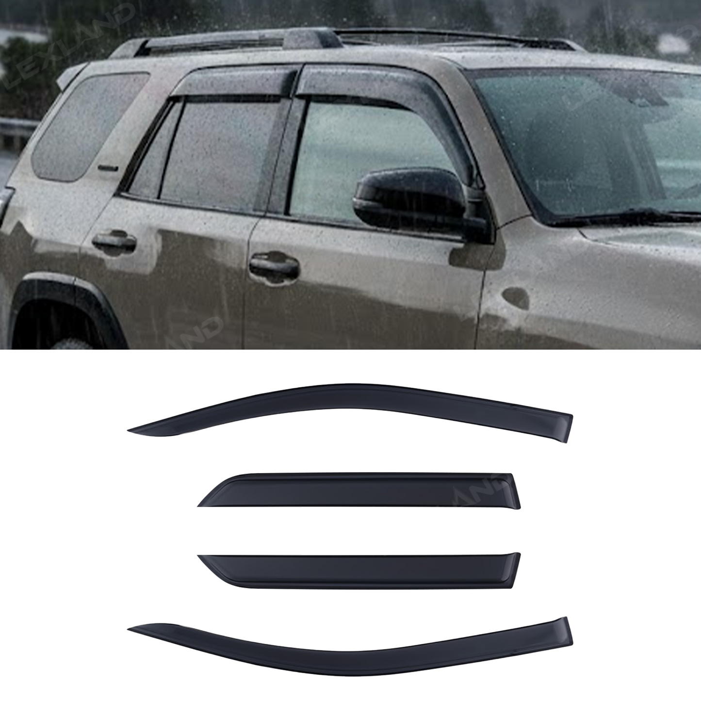 4Runner Window Deflectors Front & Rear Rain Guards All-weather Window Visors for Toyota