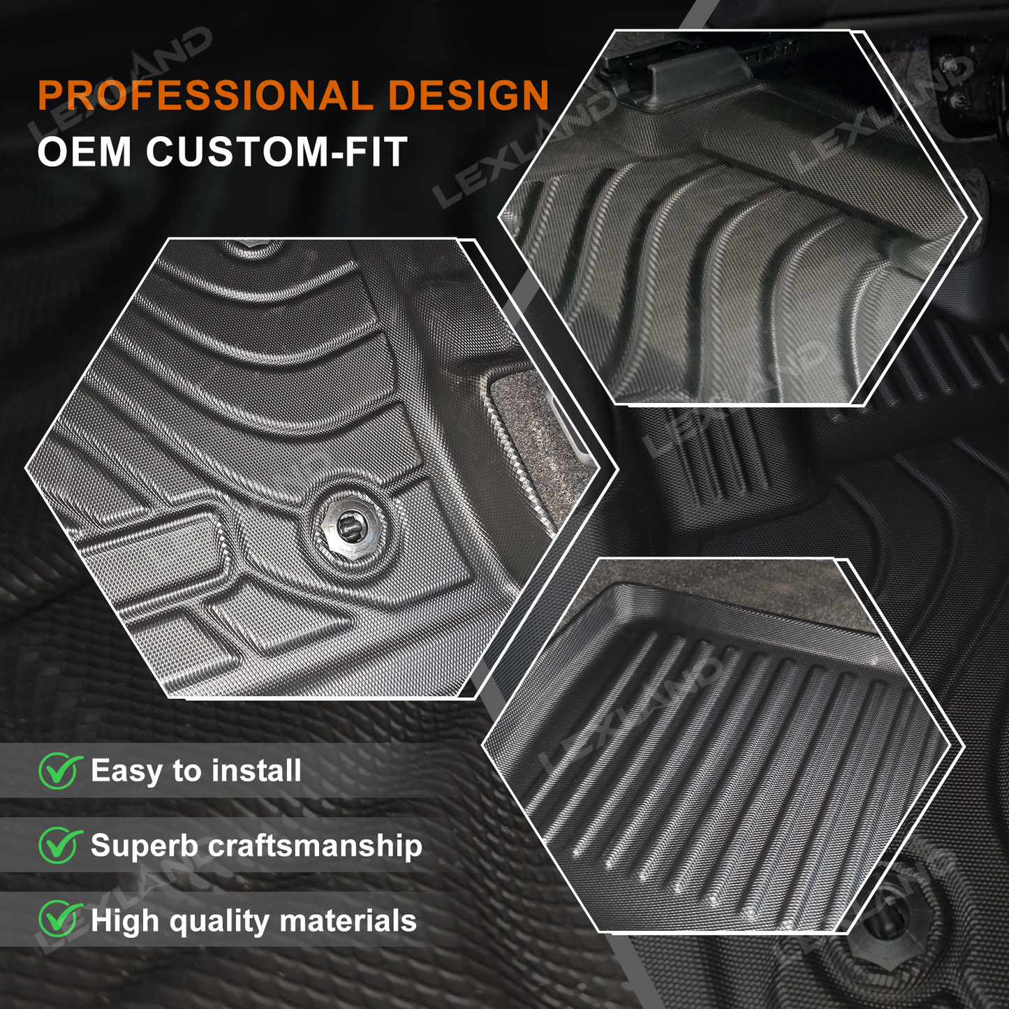 4Runner Floor Mats & Cargo Liner Seat Back Protector Set All-Weather TPE Interior